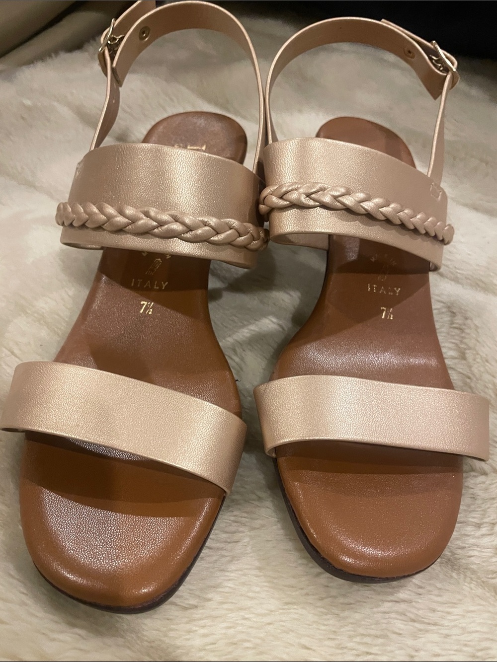 Italian Shoemakers Blush Braided-Strap Leather Sandals
